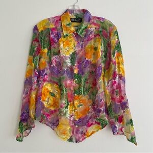 Vintage silk floral blouse NWT from Italy